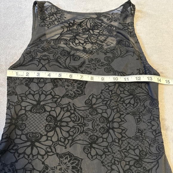 Black Velvet Sheer Bodysuit Tank Medium Fourteenth Place Whimsigoth Fairy Grunge - Picture 4 of 10